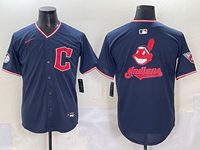 Men 2025 Cleveland Indians Blank Dark Blue Game Nike MLB Jersey style 4->cleveland indians->MLB Jersey